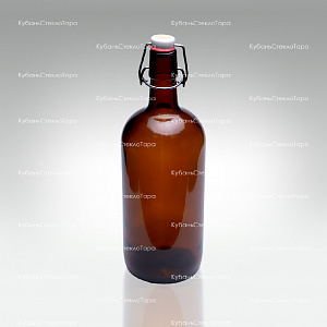 Бутылка «Бугельная» 1л. (Коричневая) стеклянная с пробкой оптом и по оптовым ценам в Ставрополе