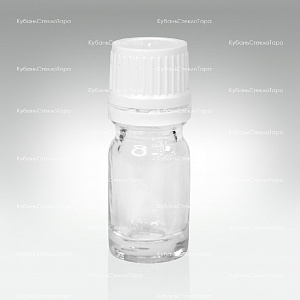 Флакон для капель 0,005 л (18) прозрачное стекло с белой винтовой крышкой КПВ оптом и по оптовым ценам в Ставрополе