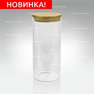 Банка 1,2 л стеклянная с бамбуковой крышкой оптом и по оптовым ценам в Ставрополе