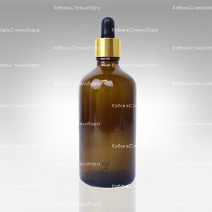 Флакон 0,100 ТВИСТ (18) коричневое стекло с золотой пипеткой оптом и по оптовым ценам в Ставрополе