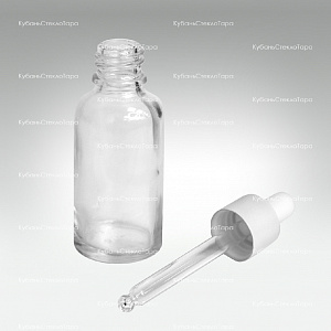 Флакон для капель 0,030 л (18) прозрачное стекло с белой матовой пипеткой оптом и по оптовым ценам в Ставрополе