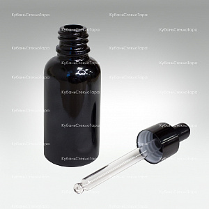 Флакон для капель 0,030 л (18) черное стекло крышка полимерная черная с пипеткой оптом и по оптовым ценам в Ставрополе